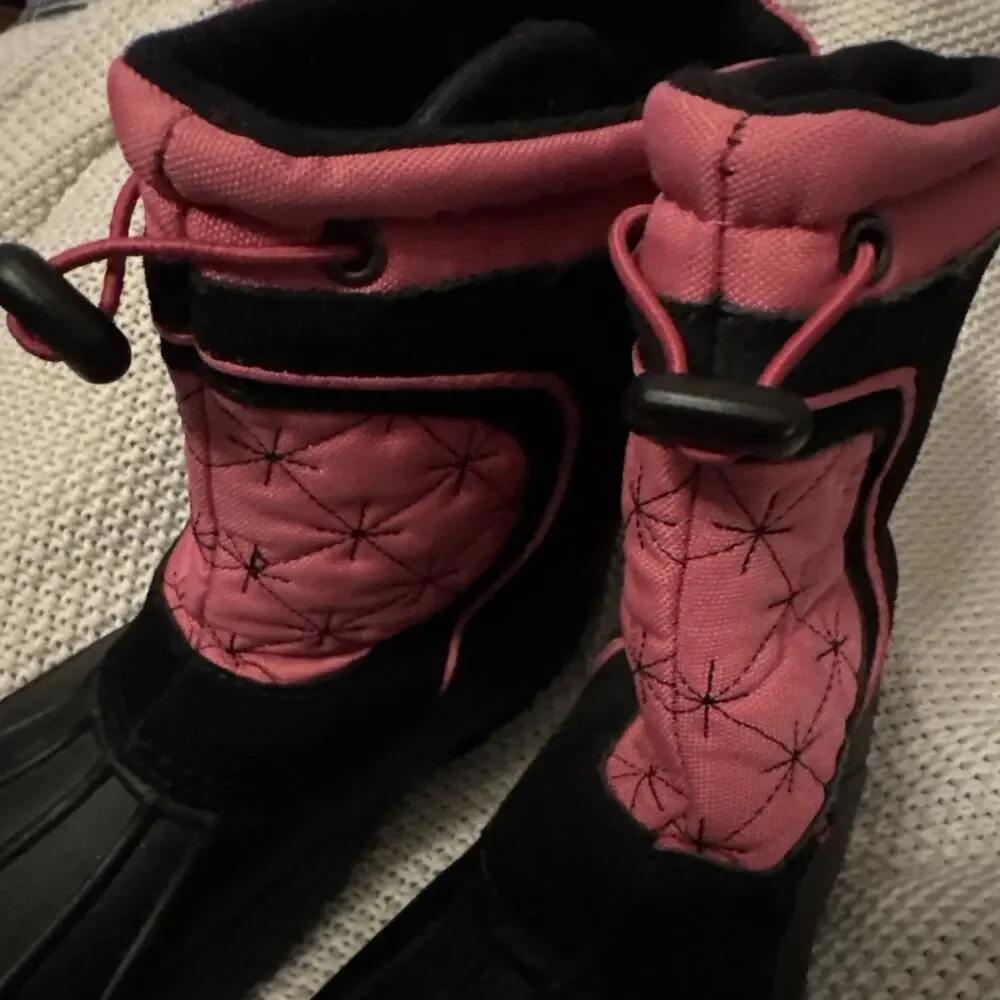 SPORTO Girl's Pink Black Snow Boots in Size 4 Y Adjustable EUC - Picture 2 of 7